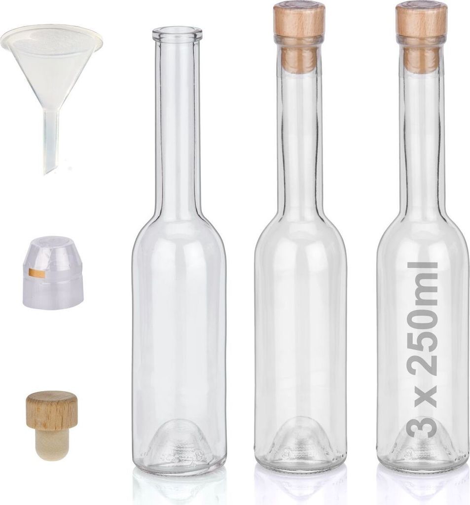 Flaschen Set 3 x 250ml hochwertige Glasflaschen leer mit Produktbild 
