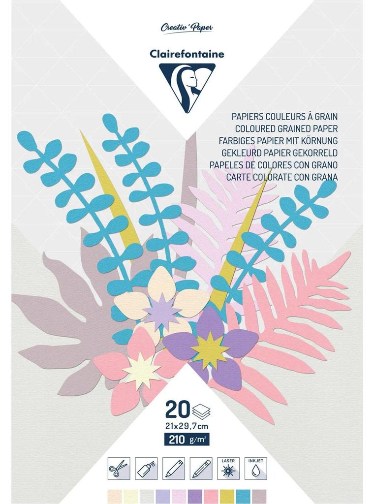 Clairefontaine Tonpapier A4 gekörnt 210g Pastell st