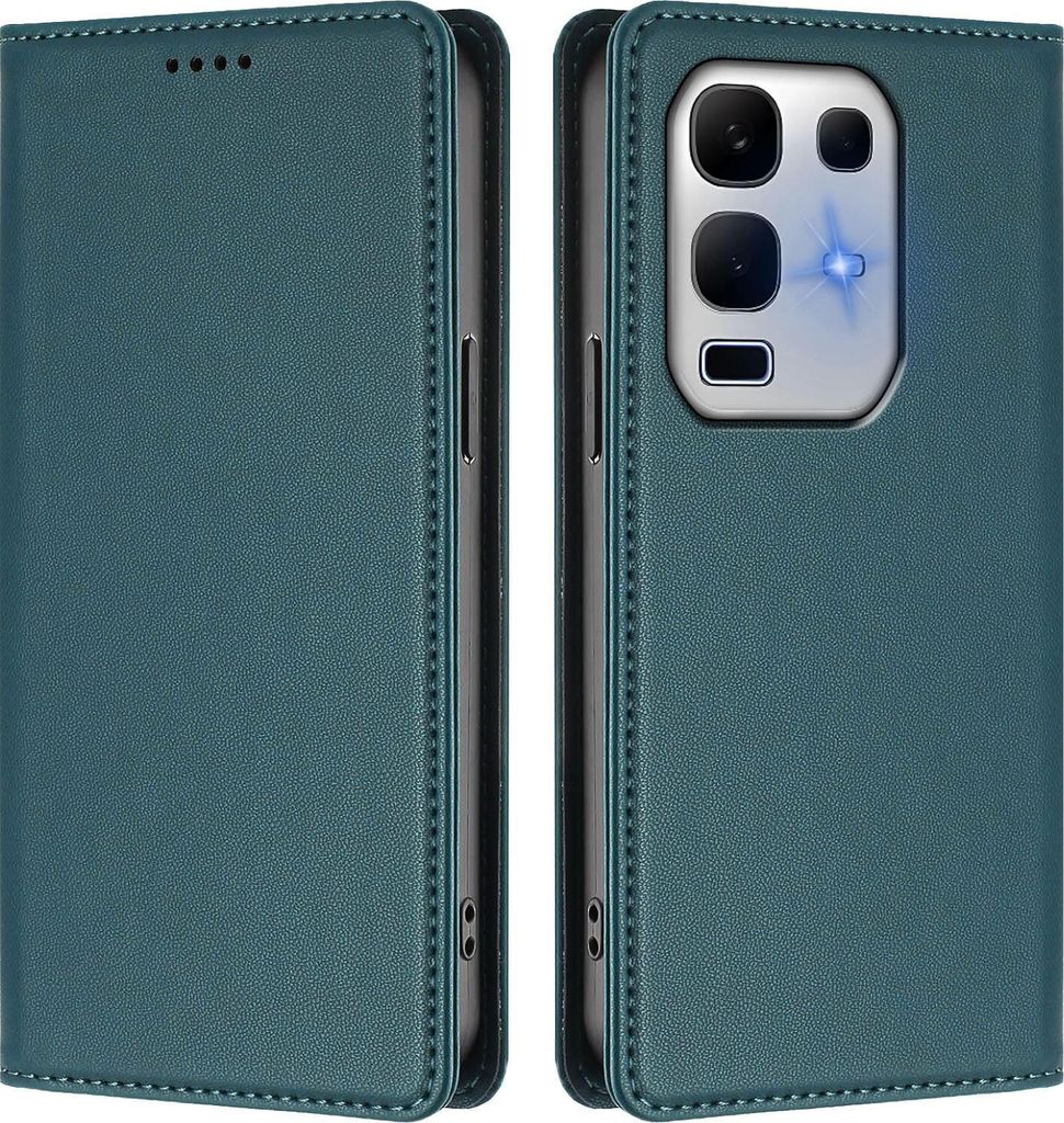 Handyhülle für Infinix Note 50X 5G, Kunstleder Klapphülle Stoßfeste Magnetische Hülle mit Ständer Grün