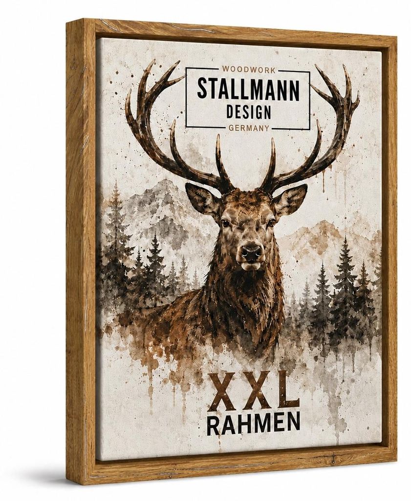 Stallmann Design XXL Schattenfugenrahmen 50x150 cm | Farbe: Eiche mit Zinn | Zerlegter Leer-Rahmen für Leinwände auf Keilrahmen | mit Montagezube...