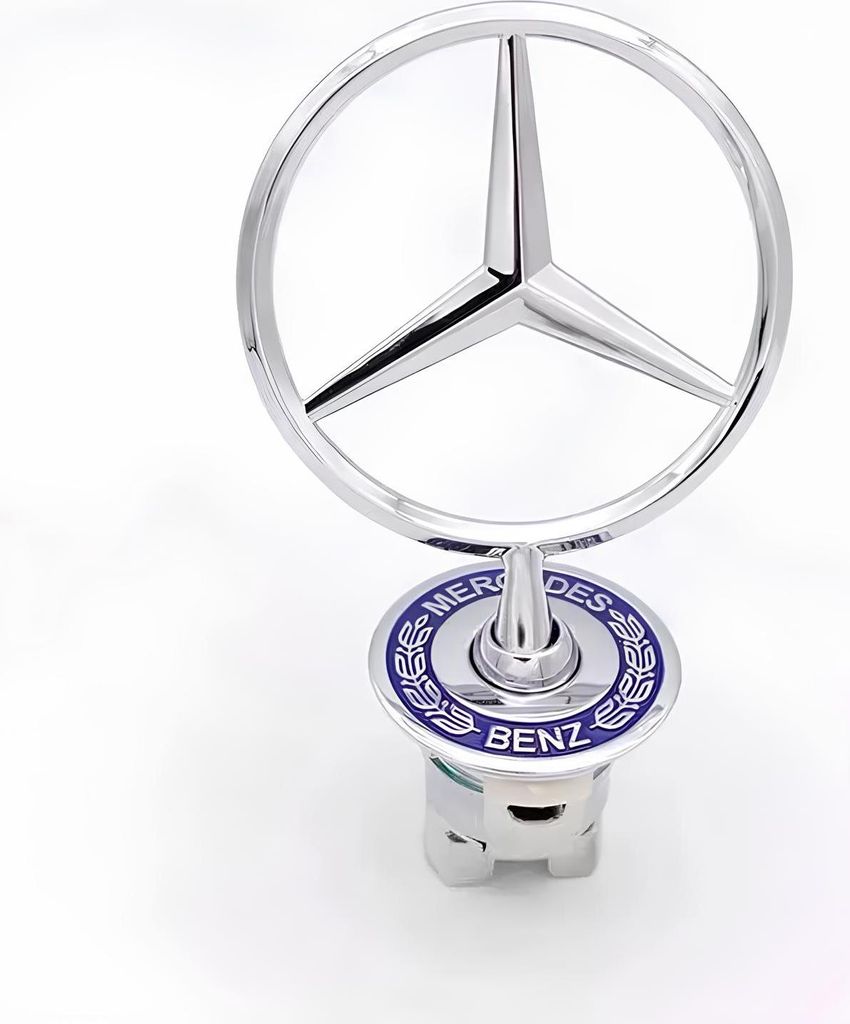 Metallisches Mercedes-Logo-Emblem mit Gravur, stilvolle Verzierung für die Motorhaube oder als Geschenk für einen Markenfan