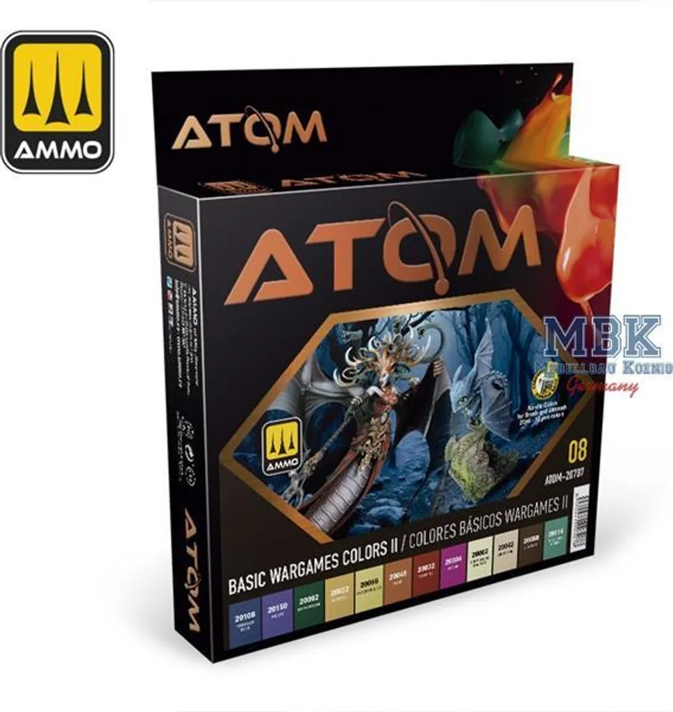 Set Peinture ATOM20707 Basic Wargames II Haute Couvrance 6 Couleurs