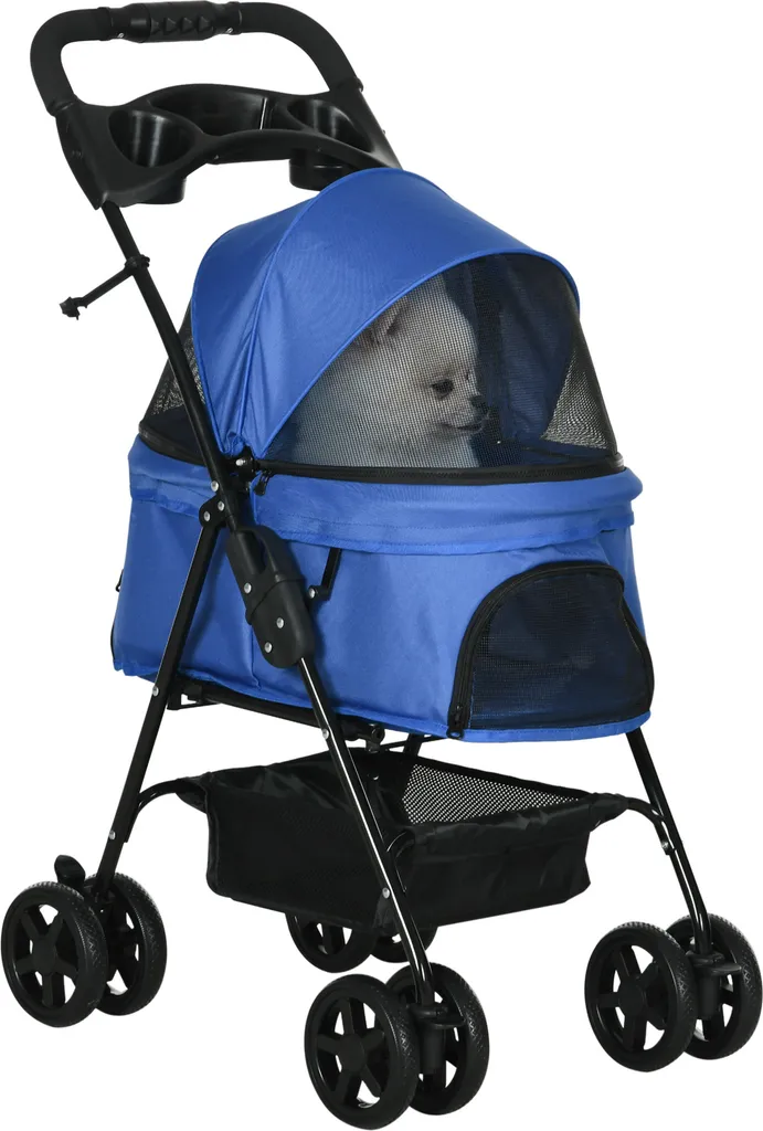 Poussette petits chiens pliable PawHut Oxford avec roues pivotantes