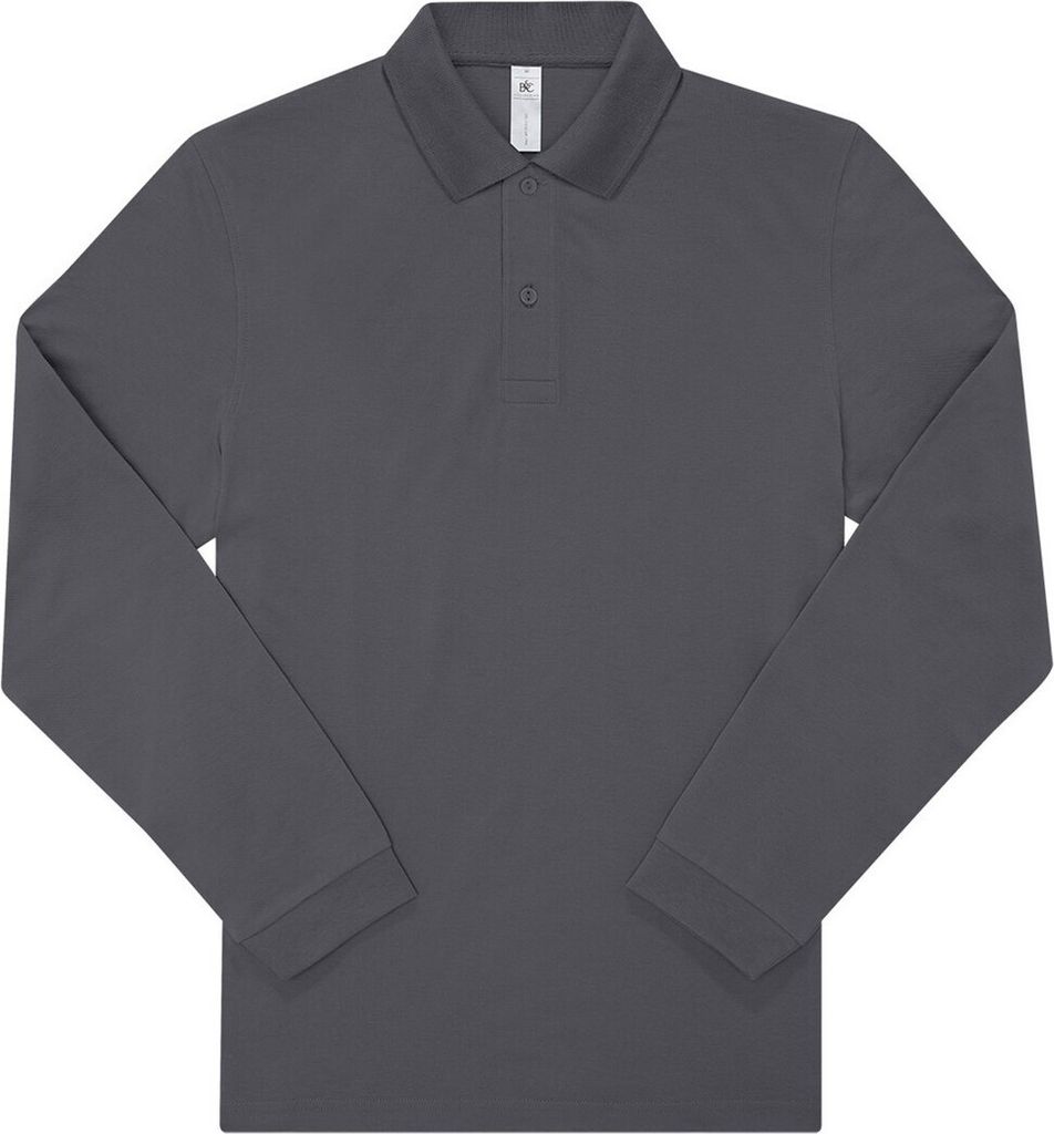 B&C - "My" Poloshirt für Herren Langärmlig RW8971 (5XL) (Dunkelgrau)