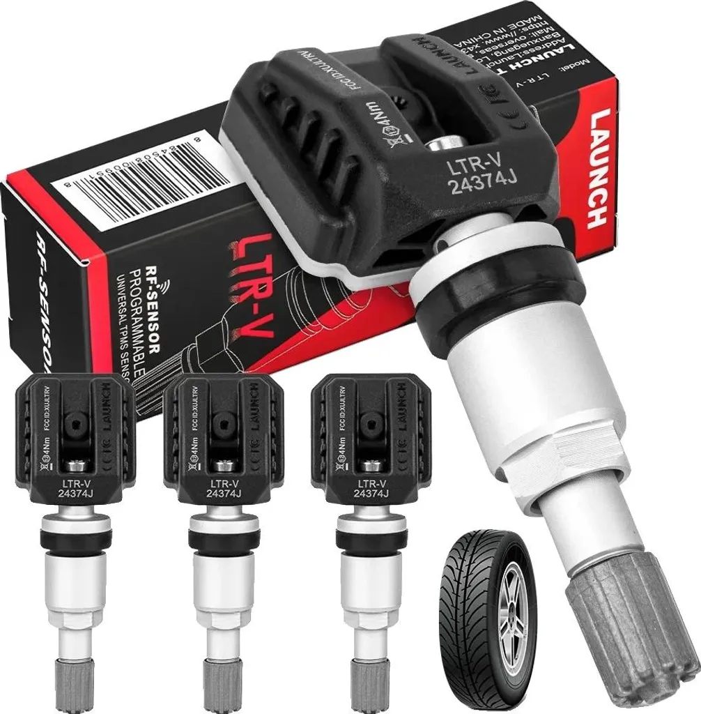 Kit 4 Sensori Pressione Pneumatici TPMS Metallo 315MHz 433MHz Alta Qualità