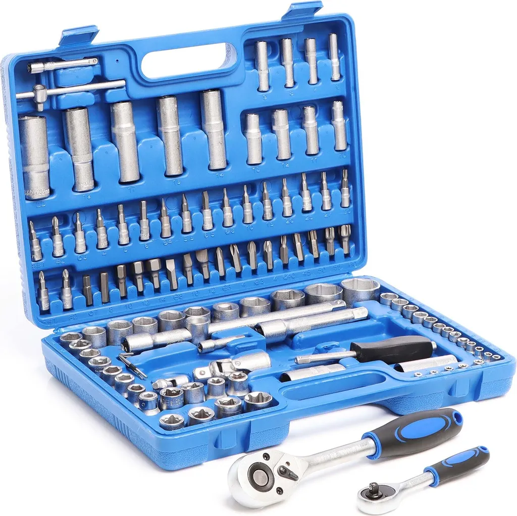 Jeu de clés à douilles Wiltec 108 pcs en acier Chrome-Vanadium durable