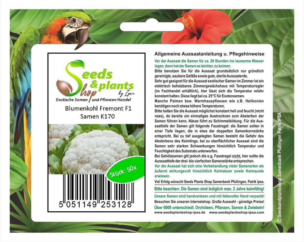 50x Blumenkohl Fremont F1 Samen Gemüse Saatgut Garten Pflanzen - Samen K170