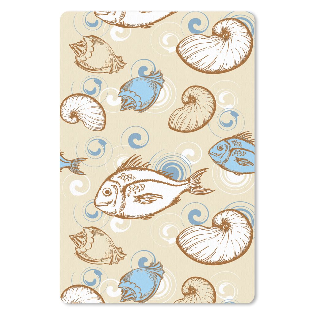 MuchoWow Mauspad Mousepad Fisch - Muscheln - Pastell - Design - Vintage 40x60 cm - Mousepads - Maus Mat - Pad - Mausunterlage - Schreibtisch Acce...