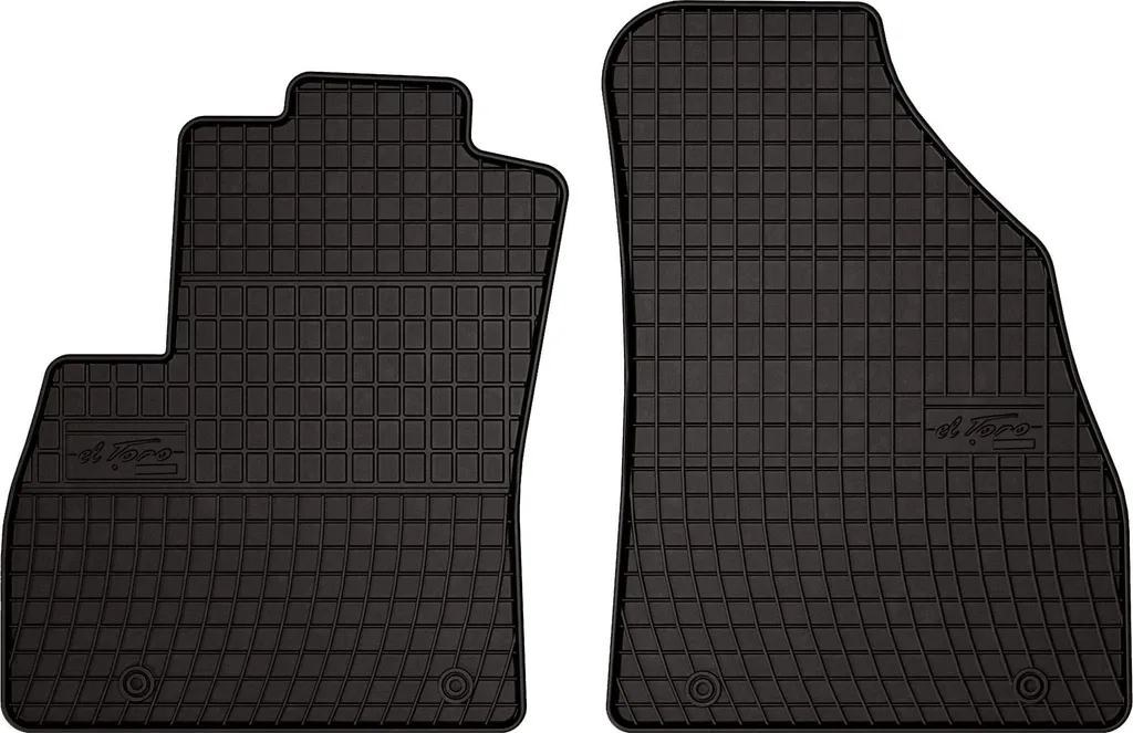 Tappetini auto in gomma adatto per Fiat Qubo (2008-2020, 2 posti) neri, set 2 pz, con fissaggi