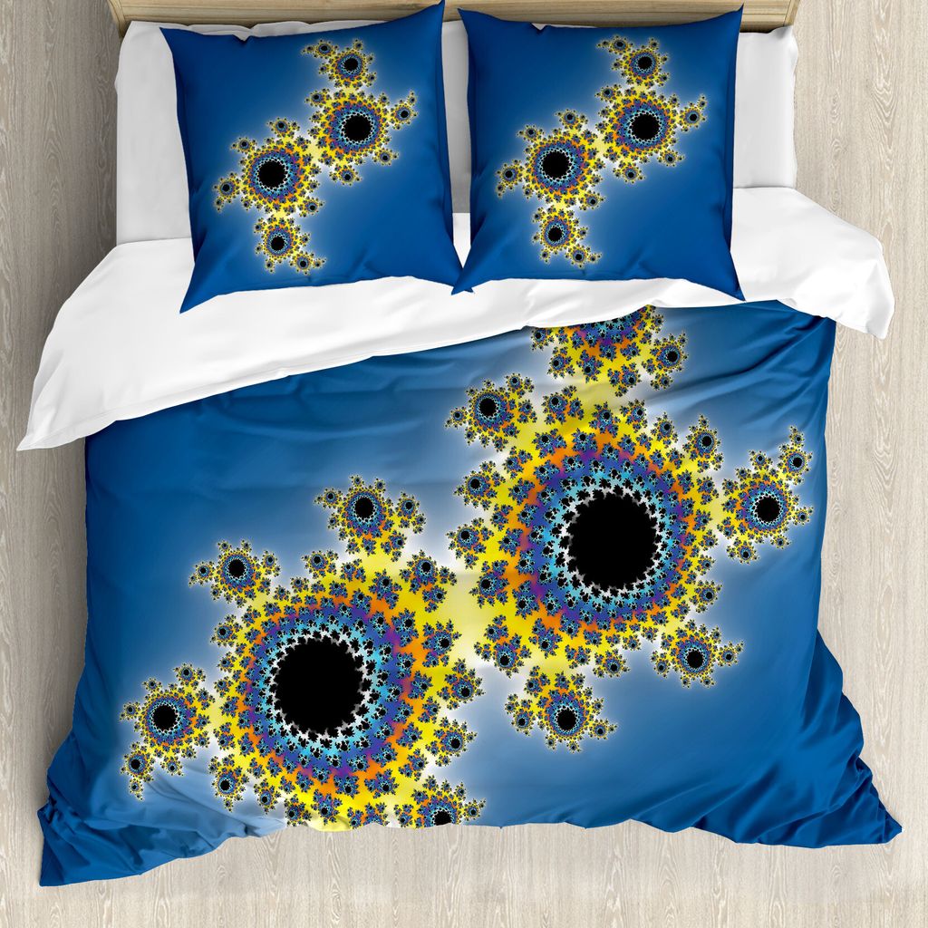 ABAKUHAUS Fractal Bettbezug, Floral Rotary-Linien, Milbensicher Allergiker geeignet mit Kissenbezügen, 155 cm x 220 cm - 80 x 80 cm, Gelb Violett ...