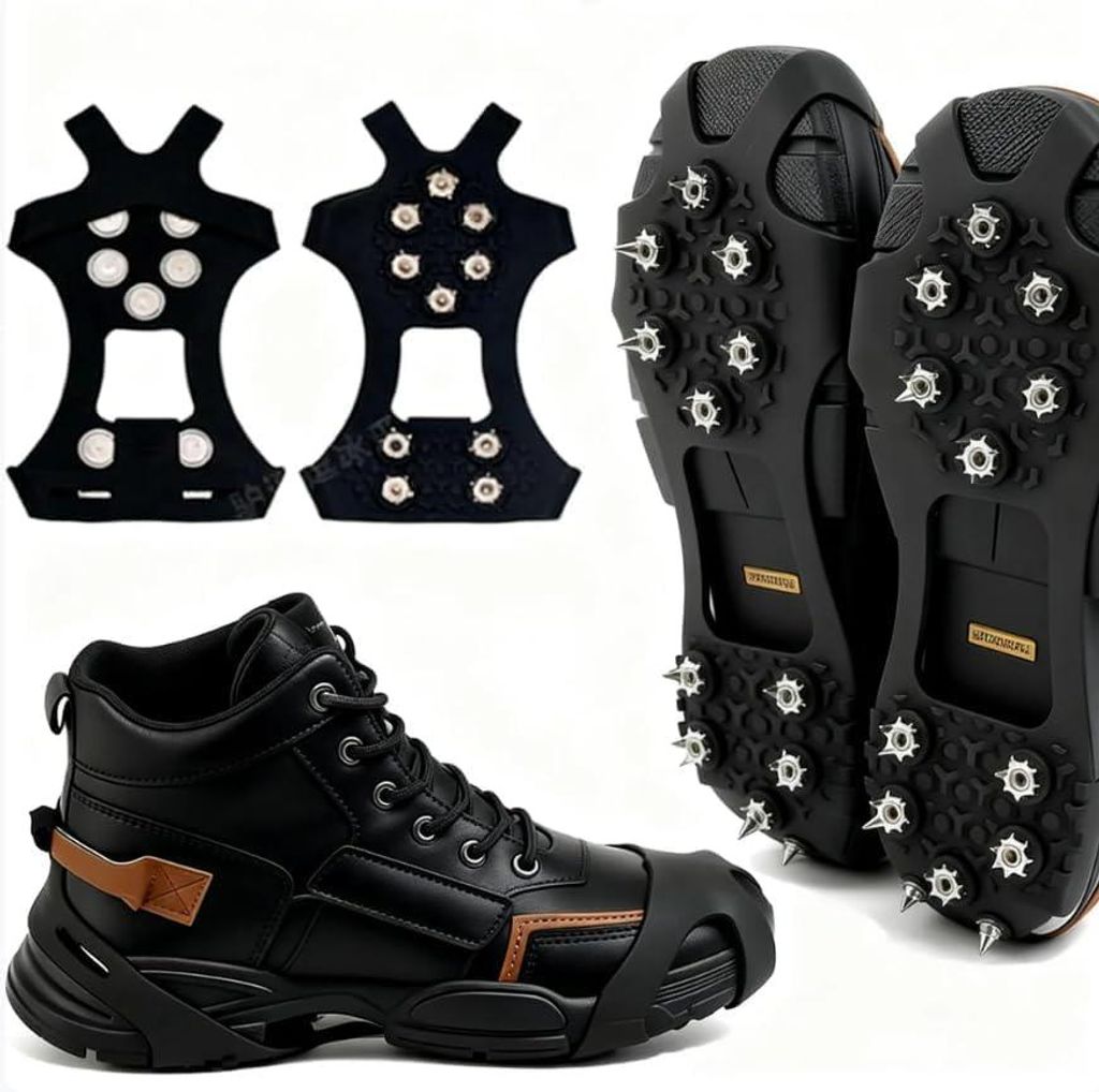 Spikes für Schuhe Winter, Spikes für Schuhe Glatteis, 10 Stahlzähnen Schuhspikes zum Überziehen Antirutsch Schneeketten für Schuhe, Spikes Sch...