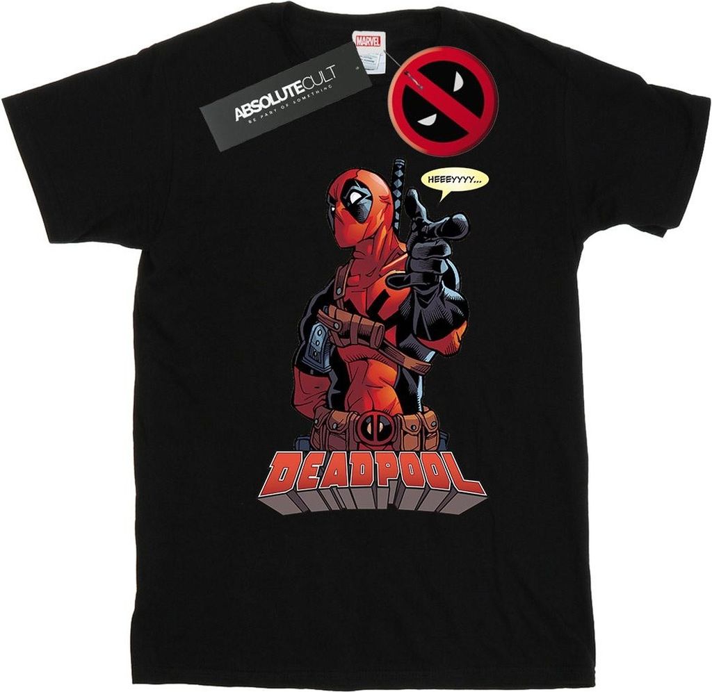 Deadpool - "Hey You" T-Shirt für Damen BI941 (S) (Schwarz)