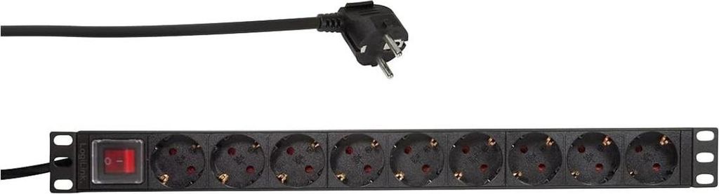 LogiLink multiprise 19", 9x, avec interrupteur, noir Image du produit 