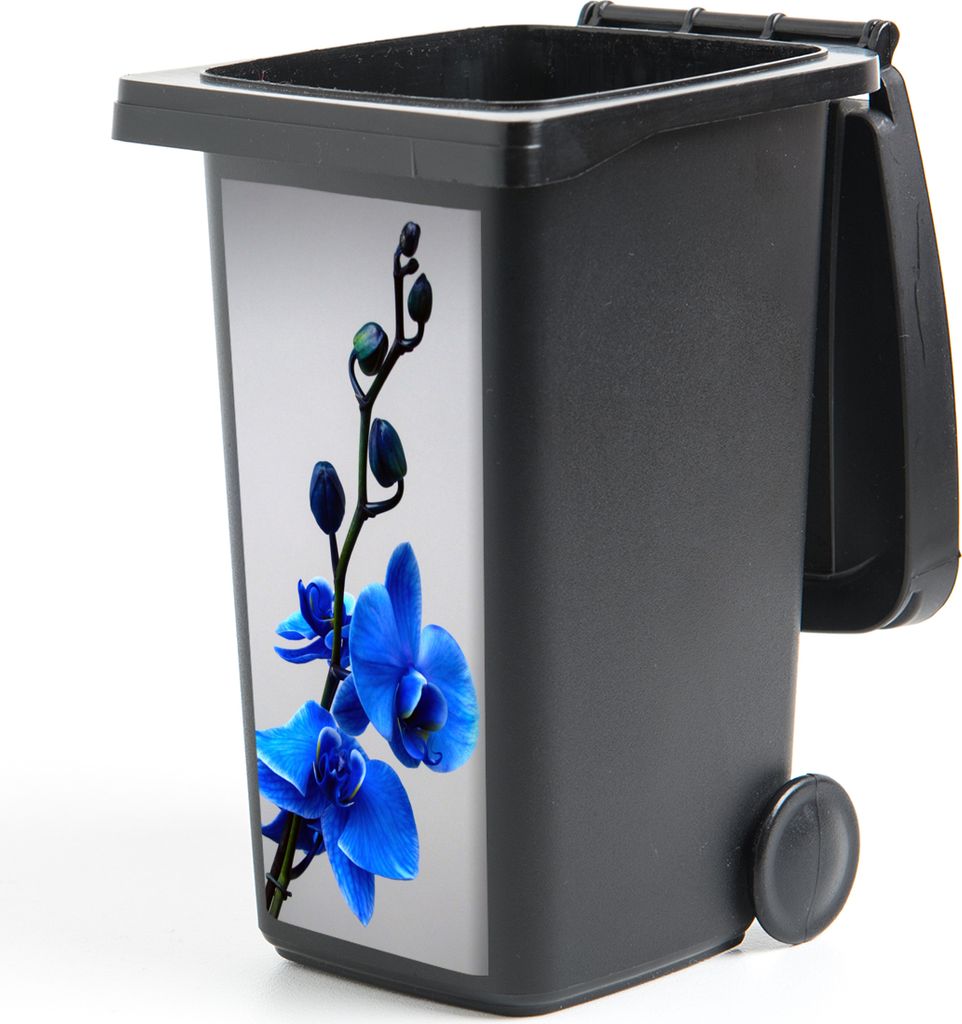 MuchoWow Mülltonnenaufkleber Blaue Orchidee 44x98 cm - Containeraufkleber - Aufkleber - Mülltonnen-Aufkleber