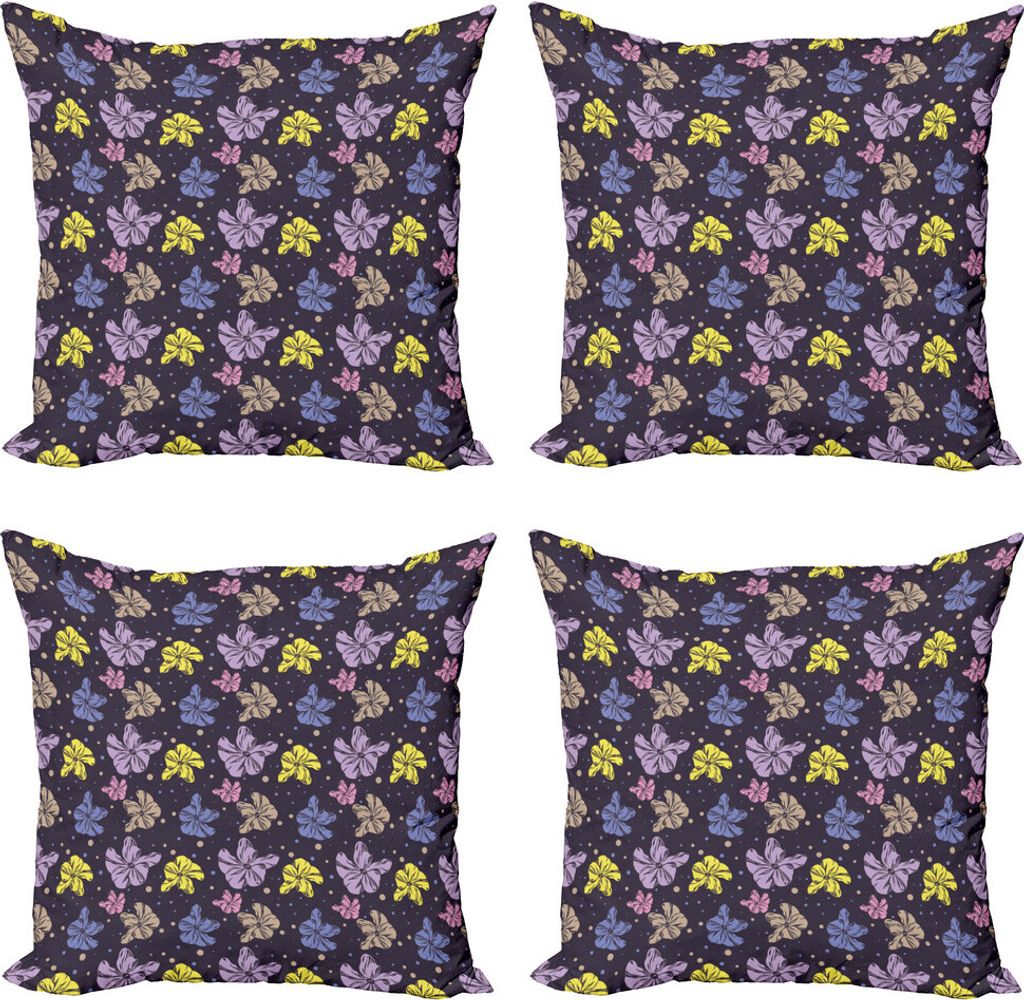 ABAKUHAUS Orchideen Kissenbezug Set (4 Stück), Surreal Vivid Blütenblätter, Moderner Doppelseitiger Digitaldruck, 45 cm x 45 cm, Lavendel-Blau W...