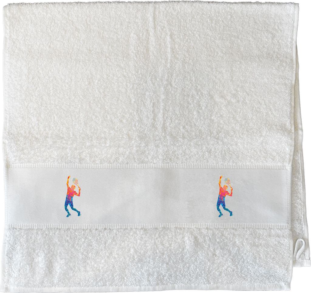 Huuraa Handtuch Tennis Spieler bunte Silhouette 50x100cm White Baumwolle Handtuch Geschenkidee