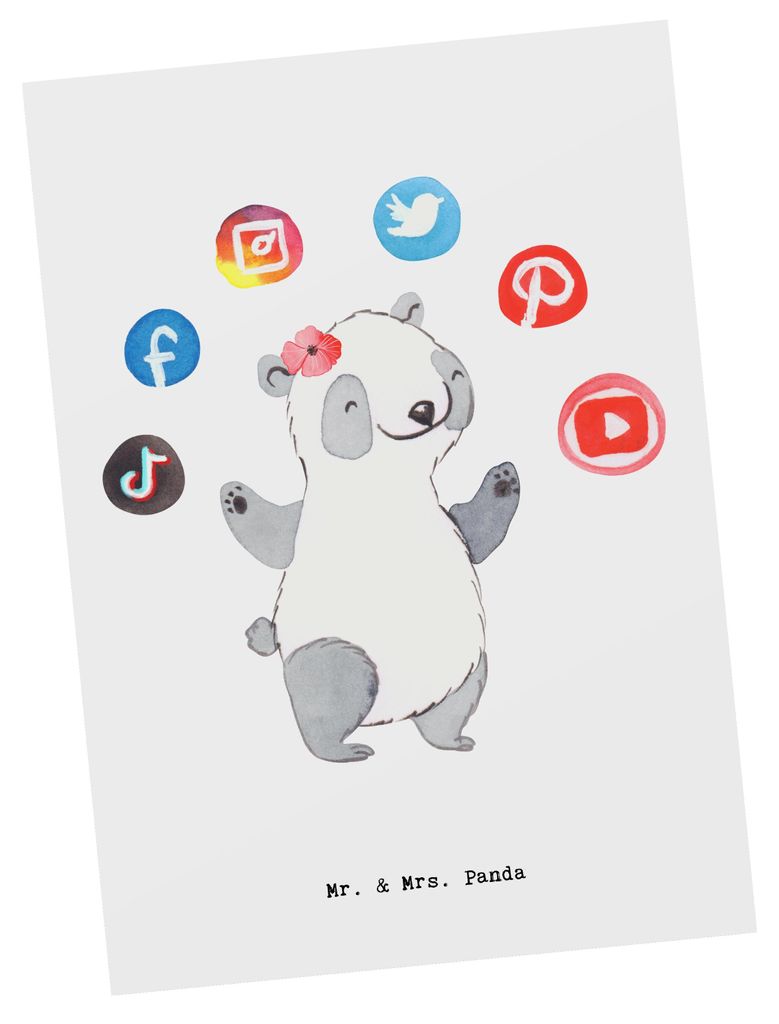 Mr. & Mrs. Panda Fotokarte Online Marketing Manager Herz - Weiß - Geschenk, Influencer, Designkarte, Postkarte, Ansichtskarten, Postkarten, Grußk...