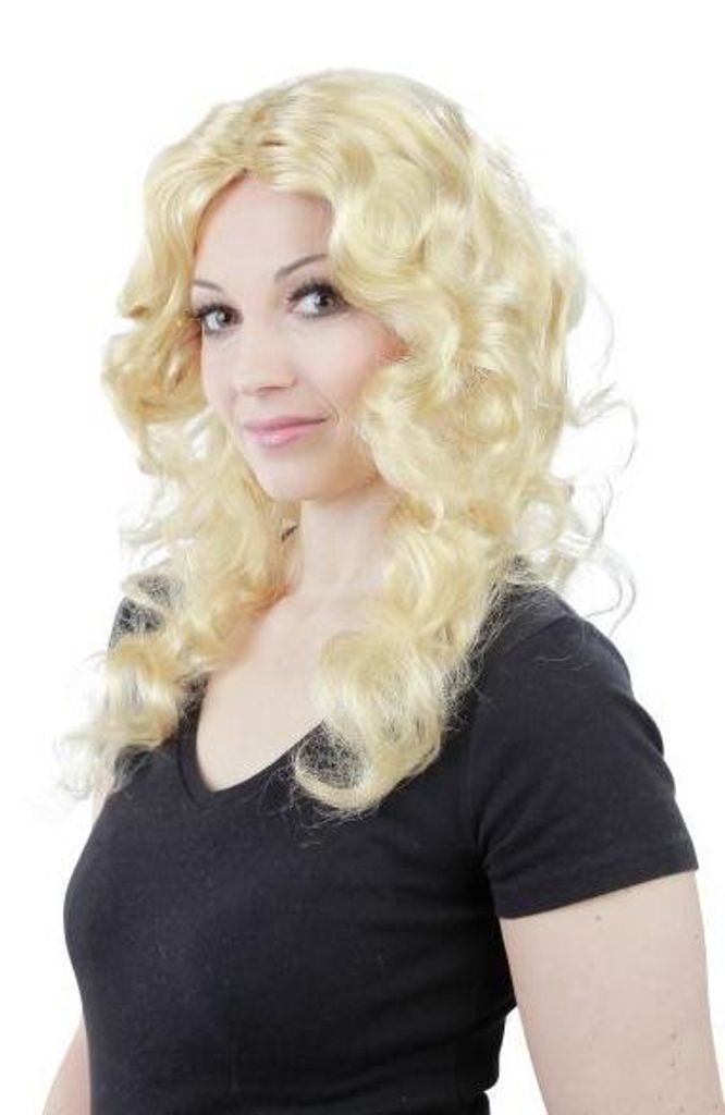 blonde Locken Langhaar Model Damen Perücke Produktbild 