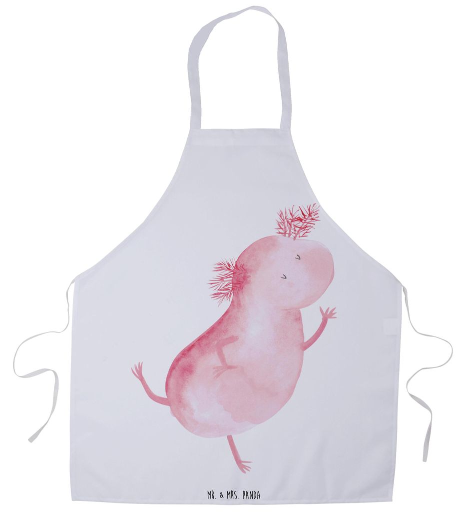 Mr. & Mrs. Panda Kochschürze Axolotl Tanzen - Weiß - Geschenk, gut Gelaunt, Schürze, Grillschürze, Freundin, Küchenzubehör, Freudig, Gastro-S...