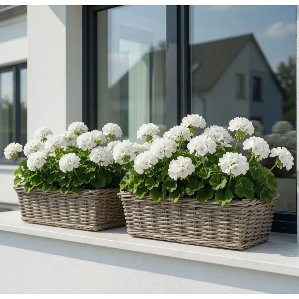 Jardinière terrasse lot de 4 bacs à fleurs en rotin gris 60x22x17 cm