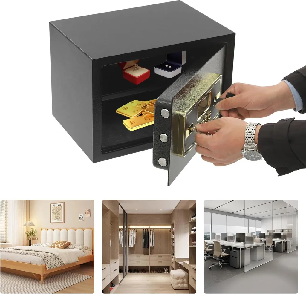 Coffre-fort haute sécurité noir 16L avec tablette intérieure modulable
