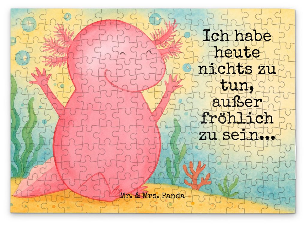 Mr. & Mrs. Panda Puzzle Axolotl Hurra Design 192 Teile - Weiß - Geschenk, Motivation, Puzzlespiel, Legespiel, Freude, Spaß, 1000, 500, 2000