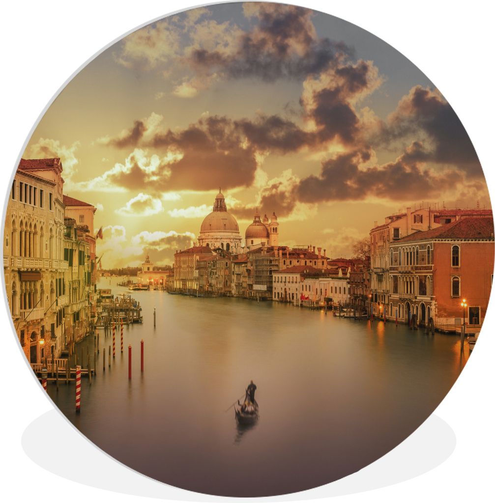 MuchoWow Rundes Wandbild - Runde Bilder Italien - Gondel - Canal Grande Ø 90 cm Kreis Wanddekoration Kunststoff - Wandkreis - Wandschmuck - Wand...