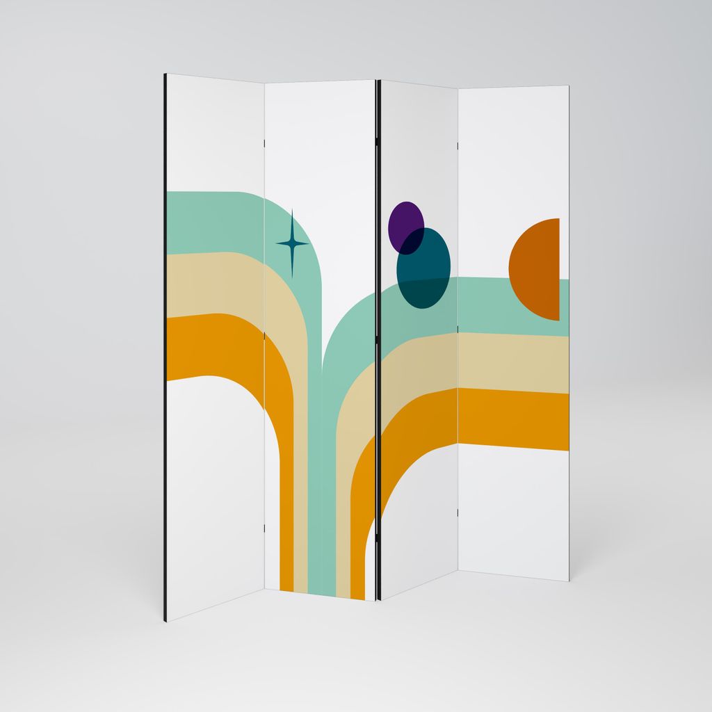 SpaceRebels Paravent Raumteiler - 4-teilig Raumtrenner, Druck 1-Seite - Raumtrenner - Trennwand Wohnung - Room Divider - Spanische Wand Deko Modern...