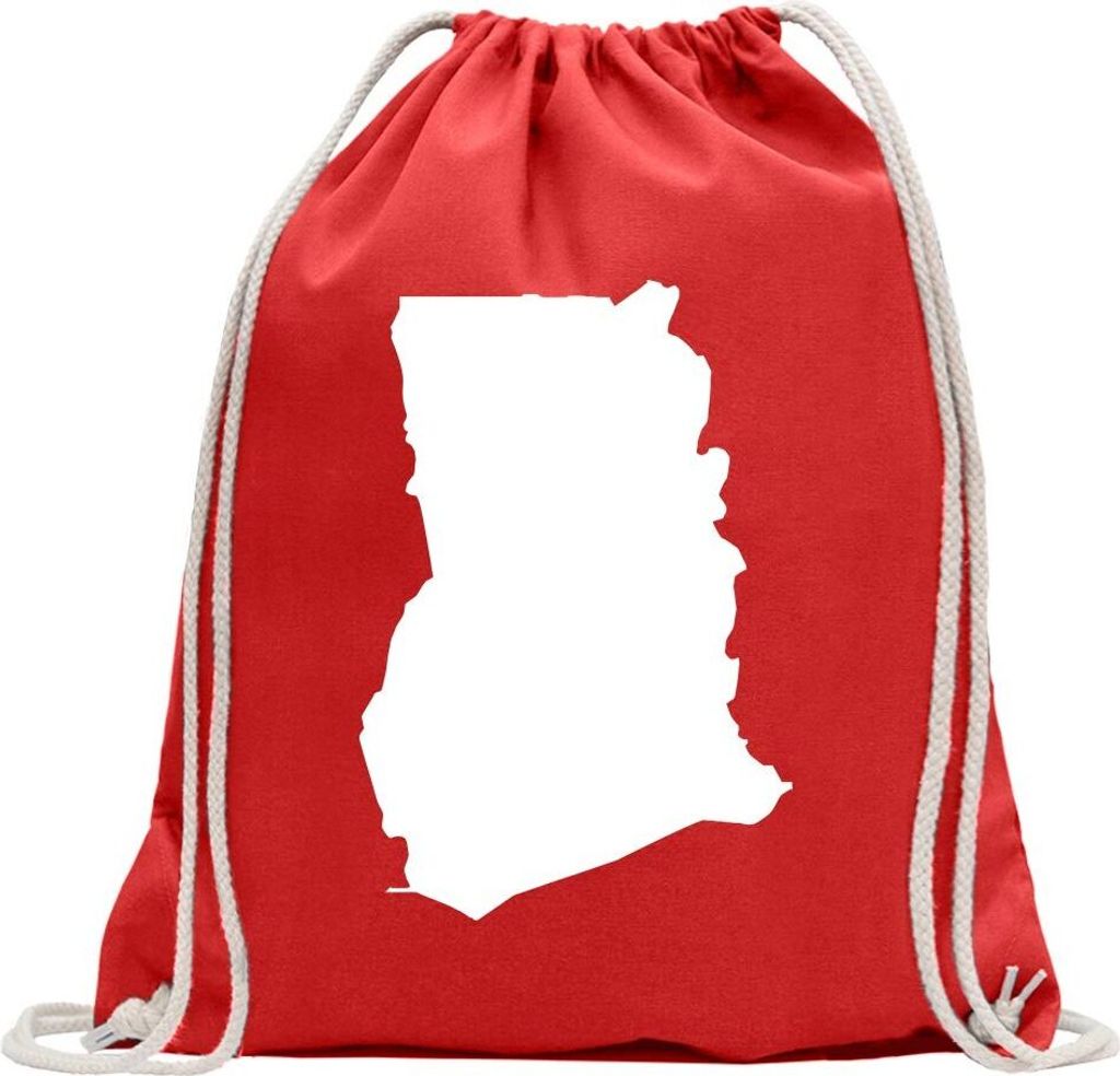 Kiwistar - Turnbeutel - rot - Ghana Umriss Kontur - Fun Rucksack Sport Beutel Gymsack Baumwolle mit Ziehgurt