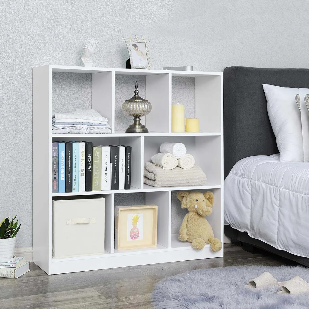 Bibliothèque blanche bois 97.5x30x100cm pour optimiser petits espaces