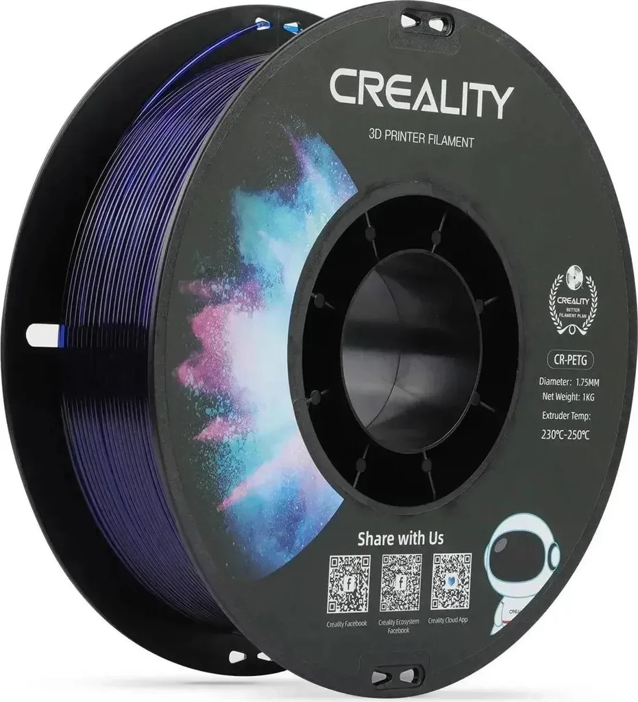 Filamento 3D PETG Blu Trasparente 1kg: Effetto Cristallo e Sicuro