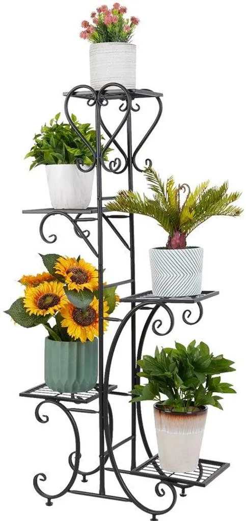 Escalier plantes 5 niveaux en métal noir, design gain de place 107 cm