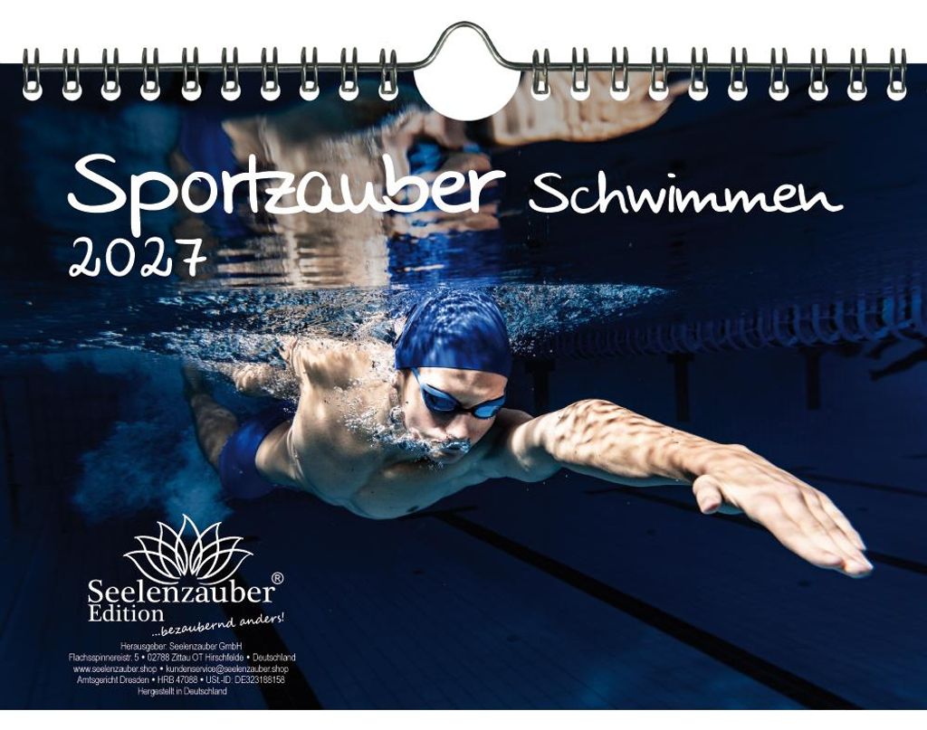 Sportzauber Schwimmen DIN A5 Kalender für 2027 Freizeit Sport Fitness- Seelenzauber