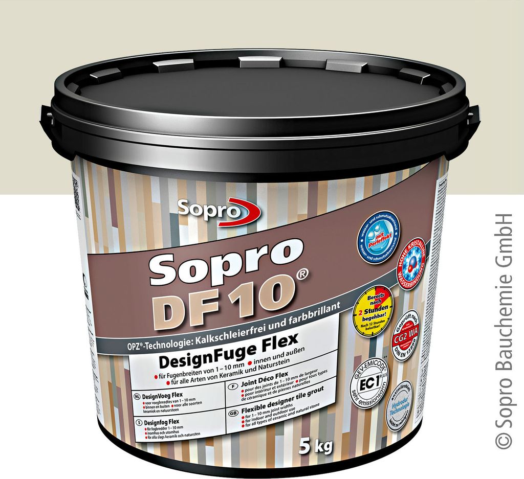 Sopro DF 10 Fliesen 5 kg Design Fuge Fugenmasse Fugenmörtel 1-10mm silbergrau-17