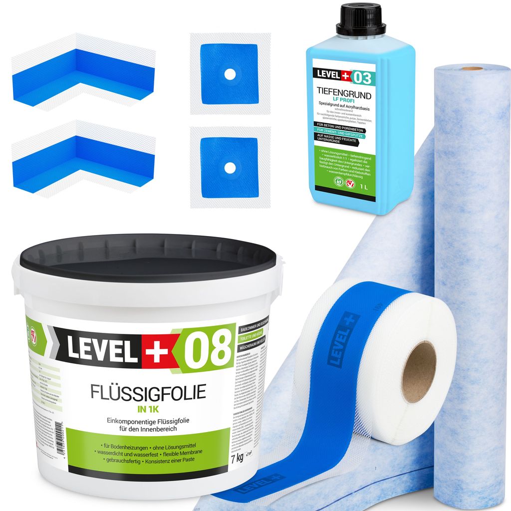Dichtset Flüssigfolie 7kg Duschabdichtung Dichtband 5m Produktbild 