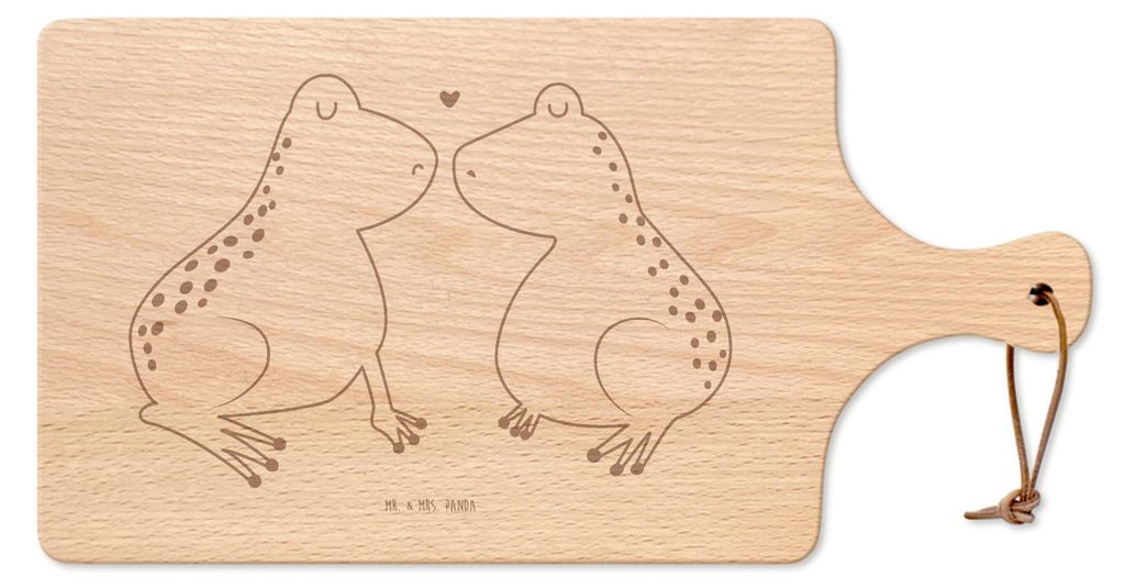 Mr. & Mrs. Panda Frühstücksbrettchen Frosch Liebe - Transparent - Geschenk, Paar, vesperbrett, brett holz, Holzbrett, Freundin, Servierbrett, Sch...