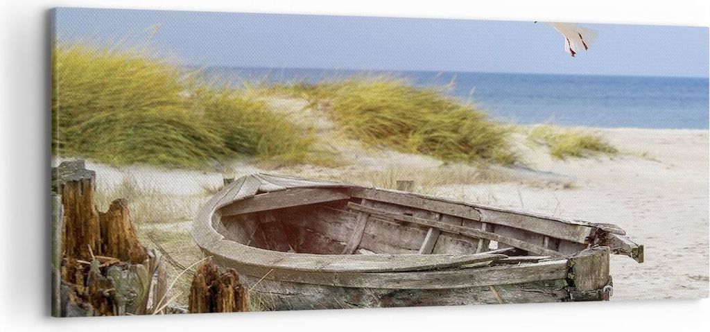 Bild auf Leinwand - Leinwandbild - Einteilig - Strand Möwen £ódŸ - 120x50cm - Wand Bild - Wanddeko - Wandbilder - Leinwanddruck - Bilder - Wand...
