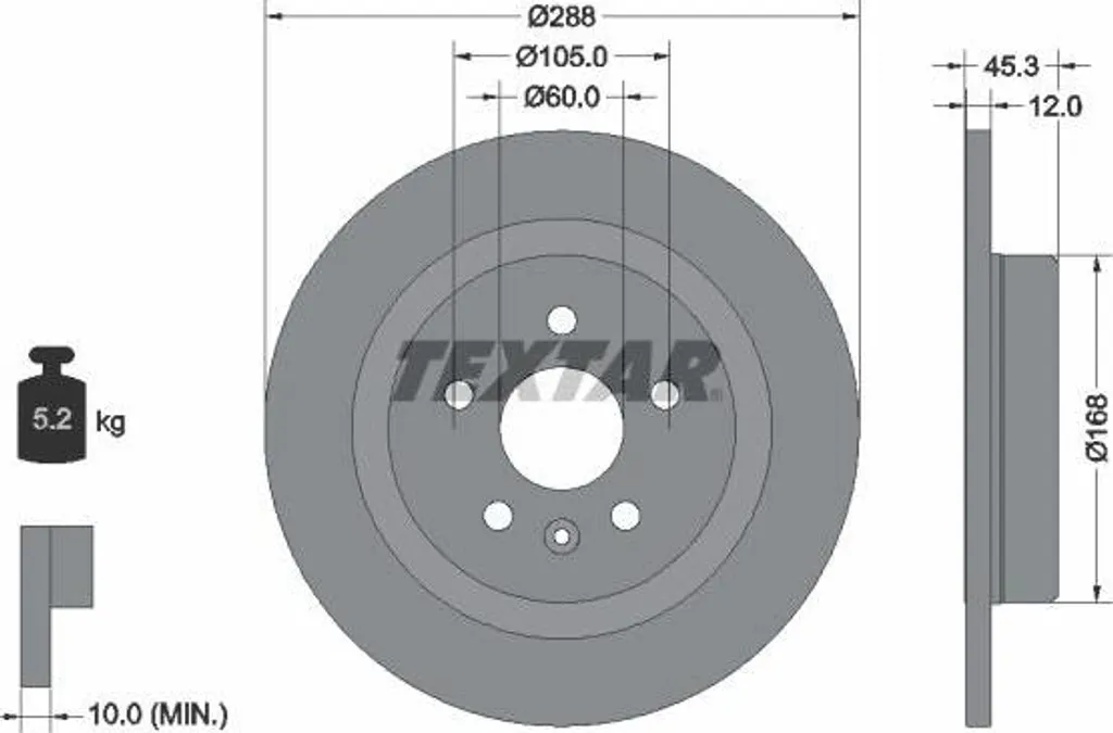 Disque de frein TEXTAR 92275203 OE 13509120 pour Opel Astra K