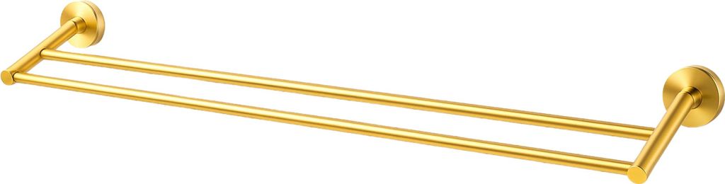Balneo | Doppel Handtuchstange Edelstahl gold | Handtuchhalter 60 cm QUBE Rostfrei | Badetuchstange für Badezimmer