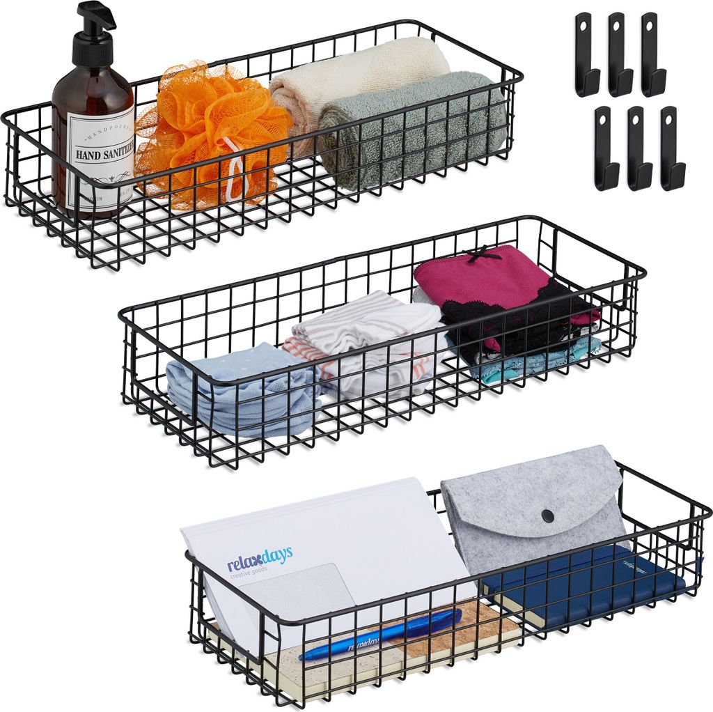 Zestaw 3 drucianych koszy ściennych RD44158, czarny Zdjęcie produktu 