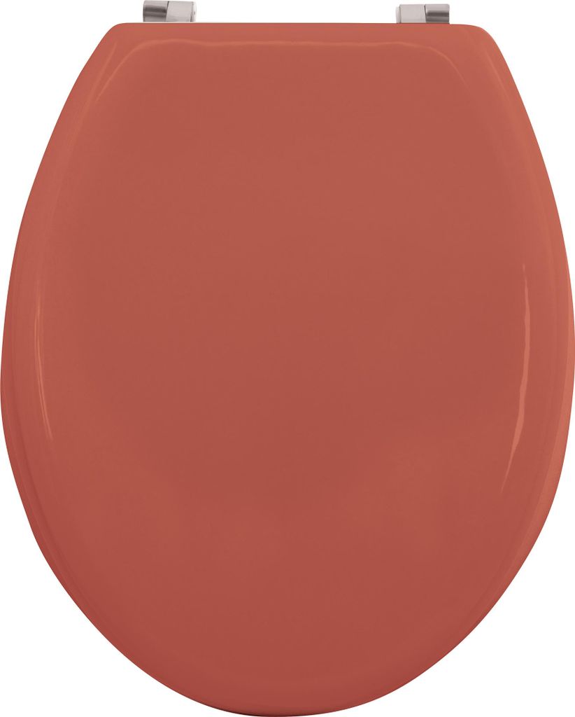 MSV WC Sitz Toilettendeckel MDF Holzkern „Terracotta Rot“ Scharniere aus Edelstahl - hochwertige und stabile Qualität