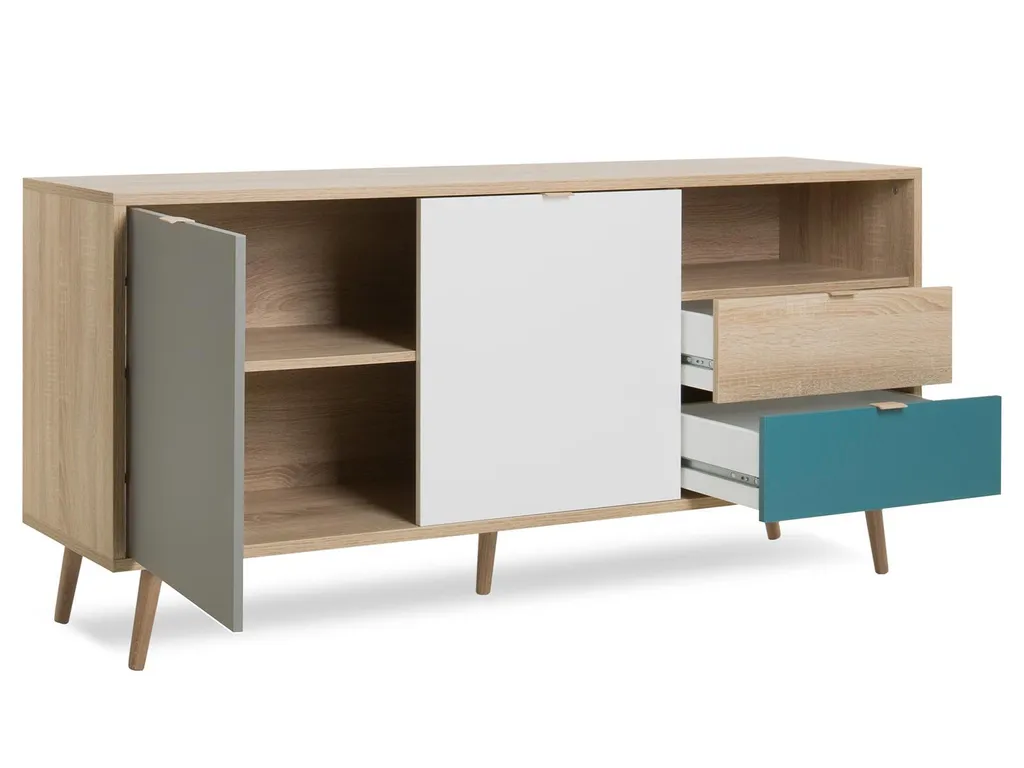 Buffet de salle à manger Visby 150x68cm - Rangement séjour chêne clair - 3