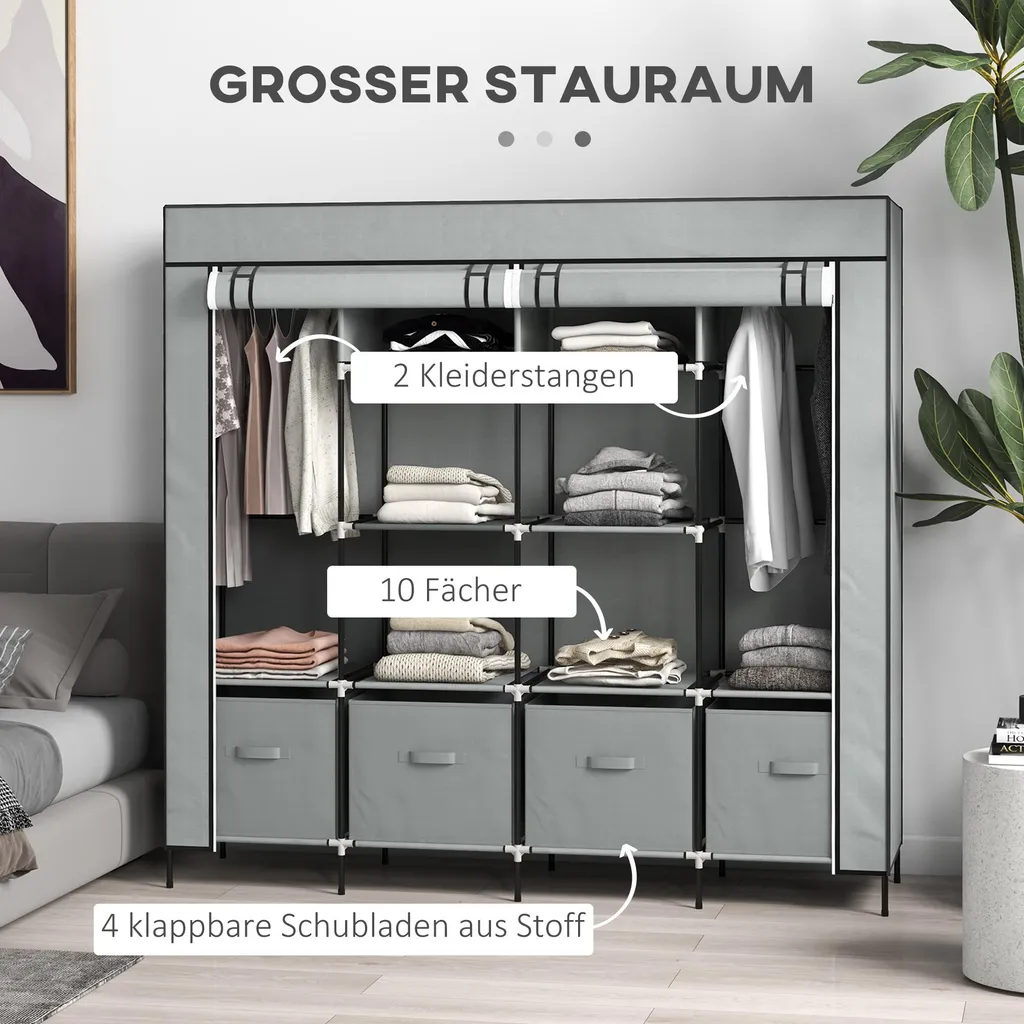 Dressing penderie modulable avec 10 compartiments et tiroirs de rangement