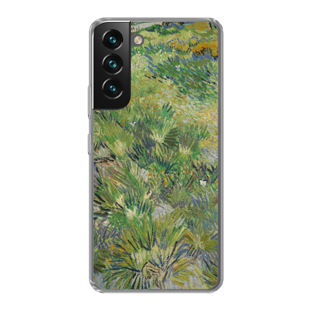 MuchoWow Handyhülle Schutzhülle Hülle für Samsung Galaxy S22 Plus Grasige Wiese mit Blumen und Schmetterlingen - Vincent van Gogh Silikon Sof...