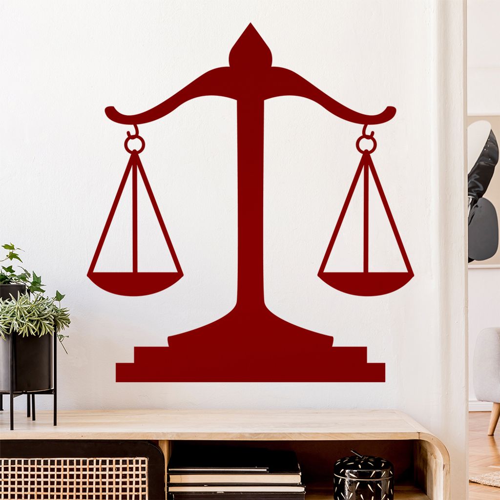Waage Gericht Anwalt Justitia Wandtattoo Wandaufkleber Wall Sticker - Dekoration, Küche, Wohnzimmer, Schlafzimmer, Badezimmer