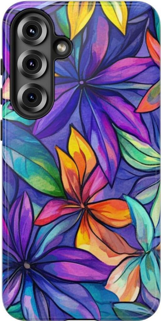 Lebhaftes Aquarell-Blumenmuster in bunten Farben – Hülle Kompatibel mit Samsung Galaxy S25 Plus