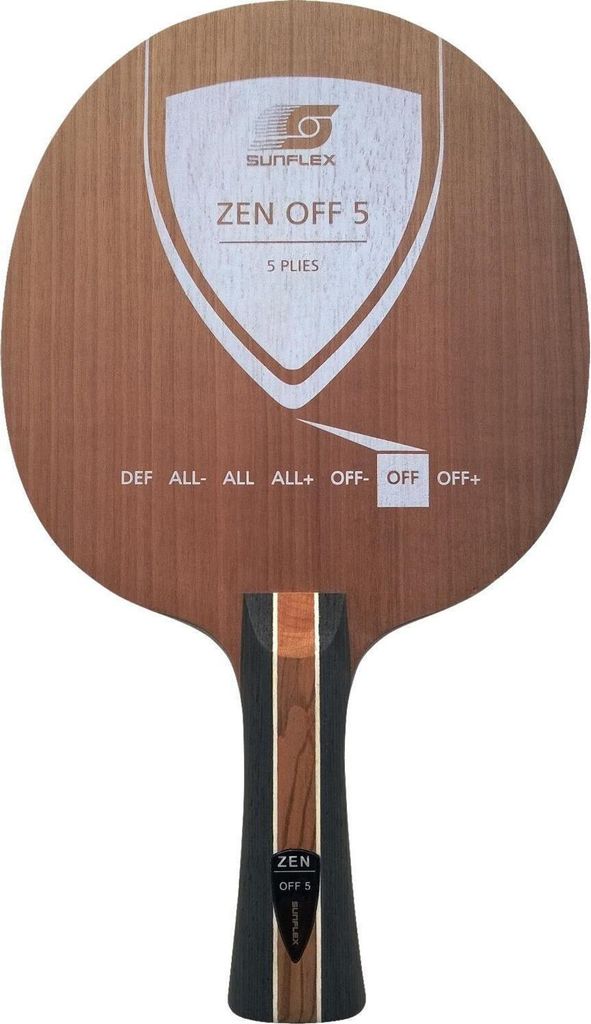 Sunflex Zen Off 5 Tischtennis-Holz konkaver Griff | Tischtennisschläger Tischtennisbelag