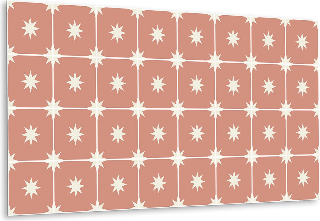 Vinyl Muster - Fliesenaufkleber PVC Fliesenfolie - Selbstklebende Vinyl , Sterne In Einem Quadrat - 100 cm x 50 cm