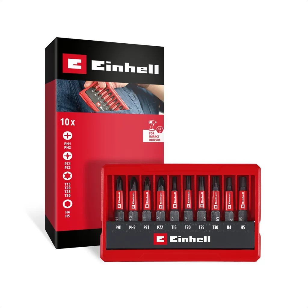 Einhell Impact Bit Set 10 Pezzi 118653 - Inserti Professionali S2 1/4 - 10