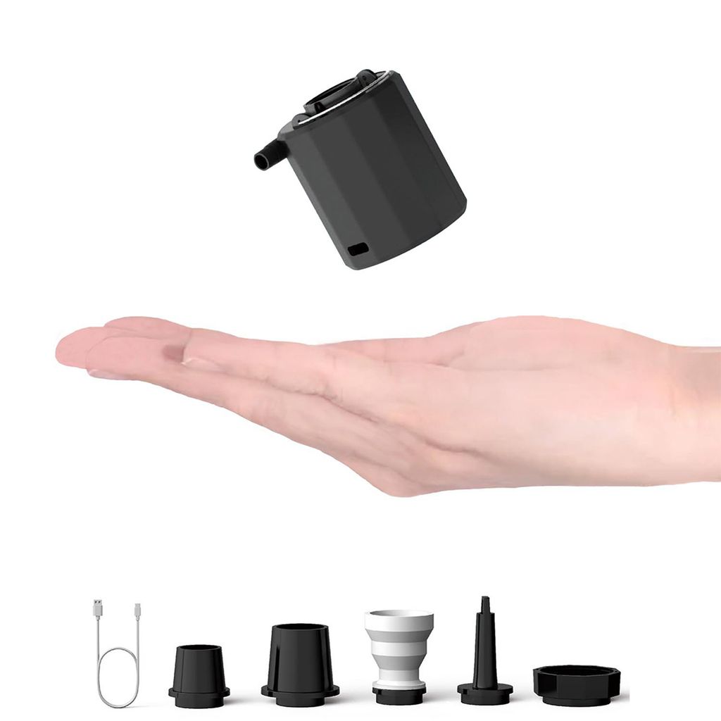 Kabellose Mini-Luftpumpe für Camping, Zelt, Luftmatratzen und Schwimmreifen – Tragbare, multifunktionale Aufblaspumpe mit Tasche
